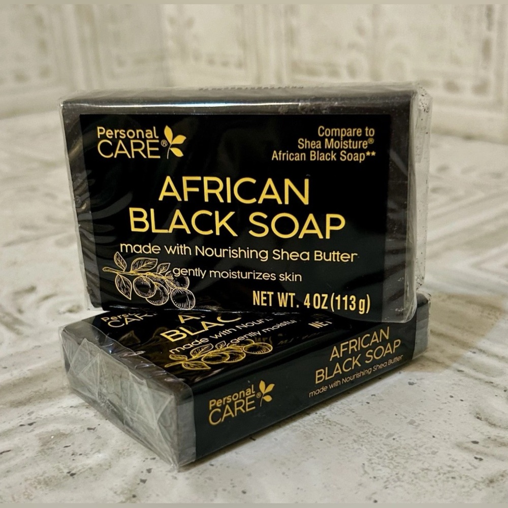 Lot of 2 Shea Moisture African Black Soap Bars 4 oz each made with Shea Butter